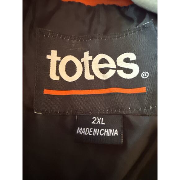 Totes Puffer Jacket 2XL Blaze Orange Camouflage with Leaves Zip Up Coat - Picture 6 of 6